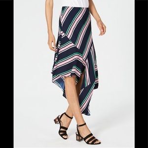Bar III Asymmetrical Striped Skirt Black Pink